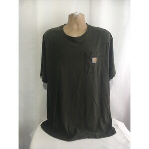 Carhartt Men's Green Loose Fit Short Sleeve Crew Neck Pocket T-Shirt Size XL